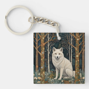 Weißer Wolf Vintage Boho Wald Forst Schlüsselanhänger