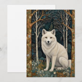 Weißer Wolf Vintage Boho Waldlandschaft Feiertagskarte (Vorne/Hinten)