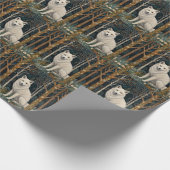Weißer Wolf Vintage Boho Waldlandschaft  Geschenkpapier (Ecke)