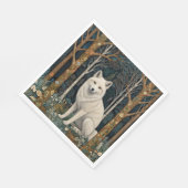 Weißer Wolf Vintage Boho Waldlandschaft Serviette (Ecke)
