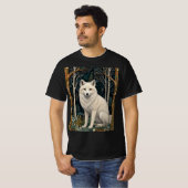 Weißer Wolf Vintage Boho Waldlandschaft T-Shirt (Vorne ganz)