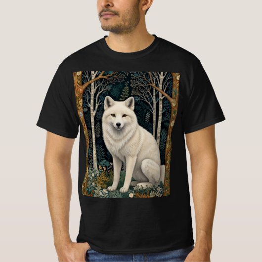 Weißer Wolf Vintage Boho Waldlandschaft T-Shirt (Vorderseite)