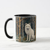 Weißer Wolf Vintage Boho Waldlandschaft  Tasse (Links)
