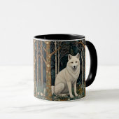 Weißer Wolf Vintage Boho Waldlandschaft  Tasse (VorderseiteRechts)