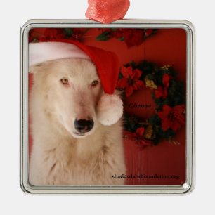 Weißer Wolf-Weihnachtsverzierung Silbernes Ornament