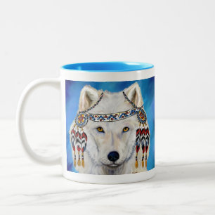 Weißer Wolf Zweifarbige Tasse