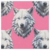 Weißer Wolfkopf-Muster-Design Rosa Stoff (Nahaufnahme)