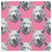 Weißer Wolfkopf-Muster-Design Rosa Stoff (Muster)