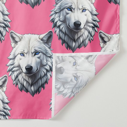 Weißer Wolfkopf-Muster-Design Rosa Stoff