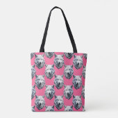 Weißer Wolfkopf-Muster-Design Rosa  Tasche (Rückseite)