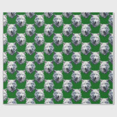 Weißer Wolfkopf-Musterdesign Grün Geschenkpapier (Flach)