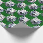 Weißer Wolfkopf-Musterdesign Grün Geschenkpapier (Ecke)