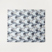 Weißer Wolfkopf-Musterdesign - Weiß Wandteppich (Vorderseite (Horizontal))