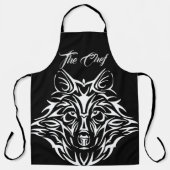 Weißer Wolfskopf auf Schwarz Koch Benutzerdefinier Schürze (Vorderseite)