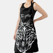 Weißer Wolfskopf auf Schwarz Koch Benutzerdefinier Schürze (InSitu)