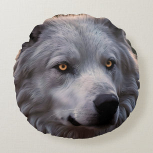 Weißer Wolfskopf, Rundes Kissen