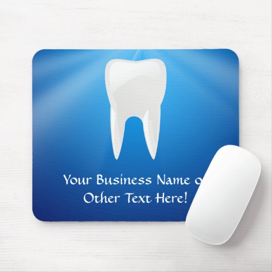 Weißer Zahn auf blauem Hintergrund Mousepad (Mit Mouse)