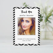 Weißer Zickzack Abschluss der eleganten Dankeskarte (Stehend Vorderseite)