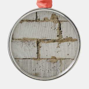 Weißer Ziegelstein Silbernes Ornament