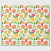 Weißer Zitrusfrüchte Zitrone Orange Mandarine Must Geschenkpapier (Flach)