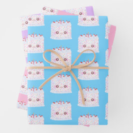 Weißer Zuckerguss Sprinkle Geburtstagstorte Geschenkpapier Set