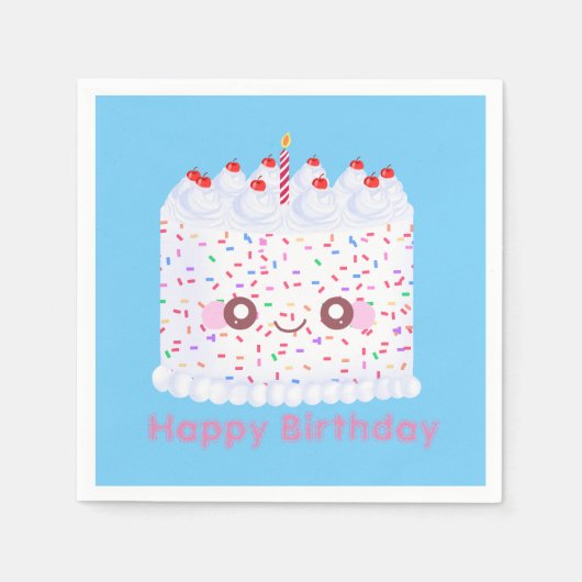 Weißer Zuckerguss Sprinkle Geburtstagstorte Serviette (Vorderseite)