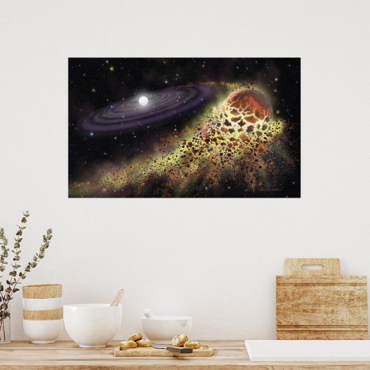 Weißer Zwerg, der einen Planeten zerkleinert Poster (Küche)