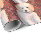 Weißer Zwergpudel-flaumiger Welpe Geschenkpapier (Rolleneckpunkt)