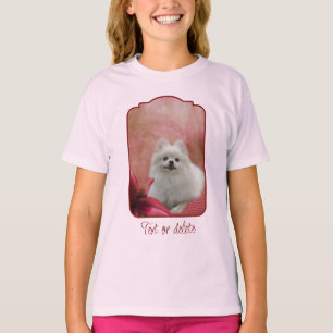 Weißer Zwergspitz-Hund Lily Blumen Tierkunst T-Shirt