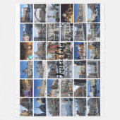 Weißes 36-Foto-Collage-Raster-Reise-Custom Fleecedecke (Vorderseite)