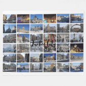 Weißes 36-Foto-Collage-Raster-Reise-Custom Fleecedecke (Vorderseite (Horizontal))