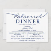 Weißes Abendessen mit elegantem Script-Probe Einladung (Vorderseite)