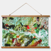 Weißes, abstraktes Holz, Topped Wall Tapestes, Öko Wandteppich Mit Holzrahmen (Vorne)