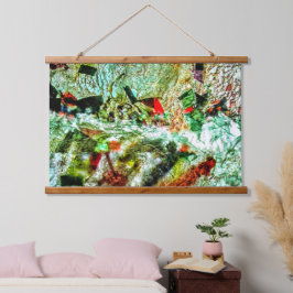Weißes, abstraktes Holz, Topped Wall Tapestes, Öko Wandteppich Mit Holzrahmen