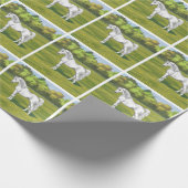 Weißes ägyptisches Arabisches Pferd in Sommerweide Geschenkpapier (Ecke)