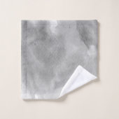 Weißes Ahornblatt, graue Aquarellwäsche, Monogramm Badhandtuch Set (Waschlappen)