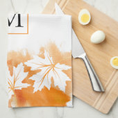 Weißes Ahornblatt Orangenfarben-Waschwasser, monog Geschirrtuch (Viertel Falte)