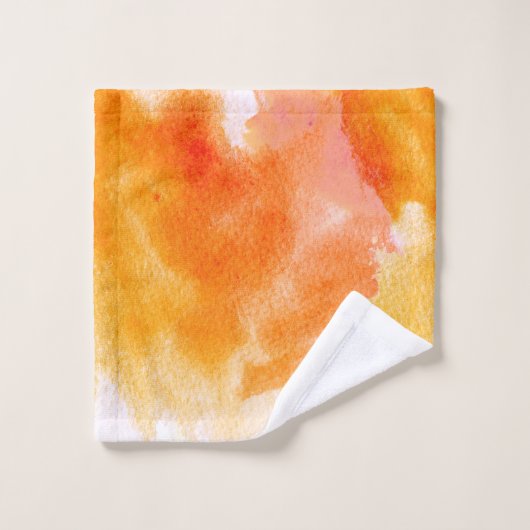 Weißes Ahornblatt Orangengelbes Aquarellfarbenmono Badhandtuch Set (Waschlappen)