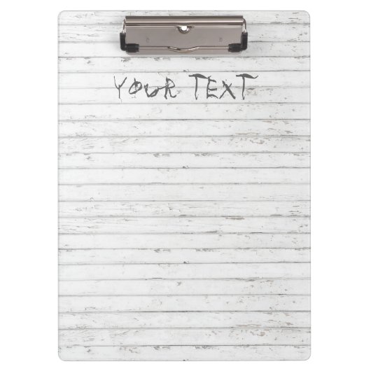 Weißes altes Holz mit eingeprägtem Text Klemmbrett (Vorderseite)