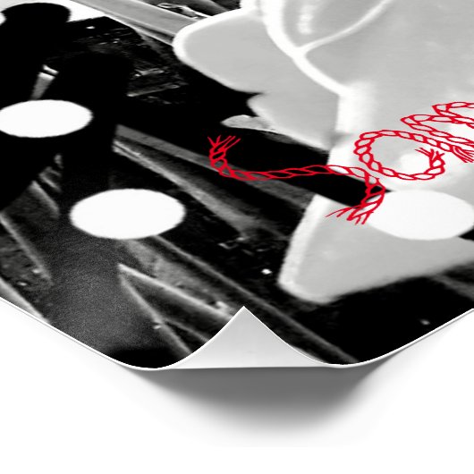 Weißes Ananas und Erdbeeren Glossy Poster (Ecke)