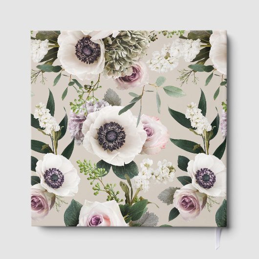 Weißes Anemon auf perfekt blass Gästebuch (Rückseite)