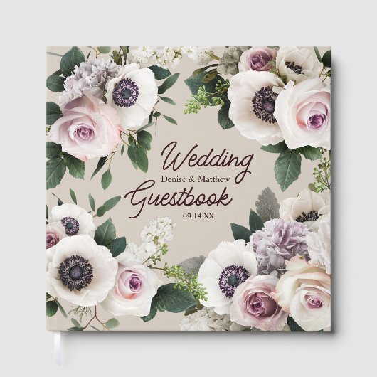 Weißes Anemon auf perfekt blass Gästebuch (Vorderseite)