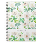 Weißes Anemon Blume auf Creme Notizblock (Vorderseite)