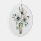 Weißes Anemon-Blume Keramik Ornament (Rechts)