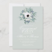 Weißes Anemon-Grün Einladung (Vorderseite)