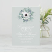 Weißes Anemon-Grün Einladung (Stehend Vorderseite)