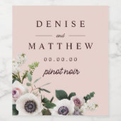 Weißes Anemon in der Rose Erröten Weinetikett (Einzelnes Label)