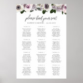 Weißes Anemon und Lila Sitzkarte Poster (Vorne)