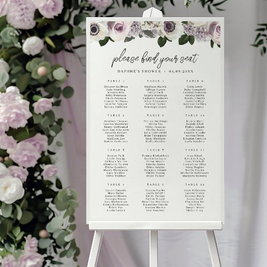 Weißes Anemon und Lila Sitzkarte Poster