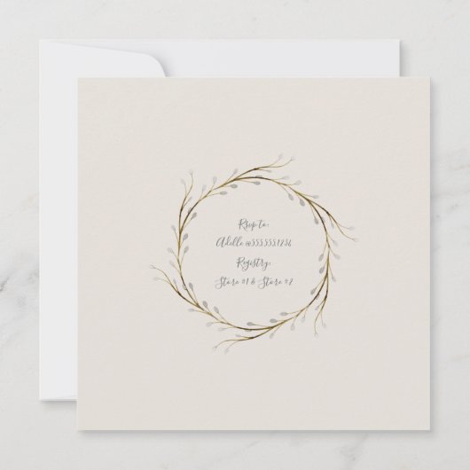 Weißes Anemone Twig Fern Eukalyptus Brautparty Einladung (Rückseite)